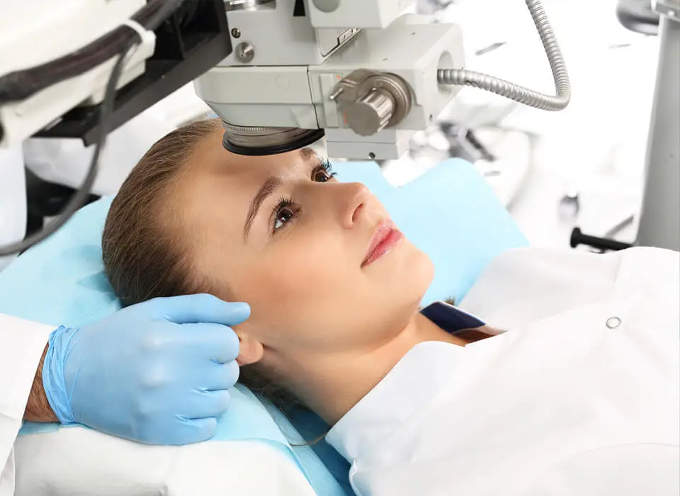 Woman receiving LASIK eye surgery available at Merkley Eye in Meridian, Idaho